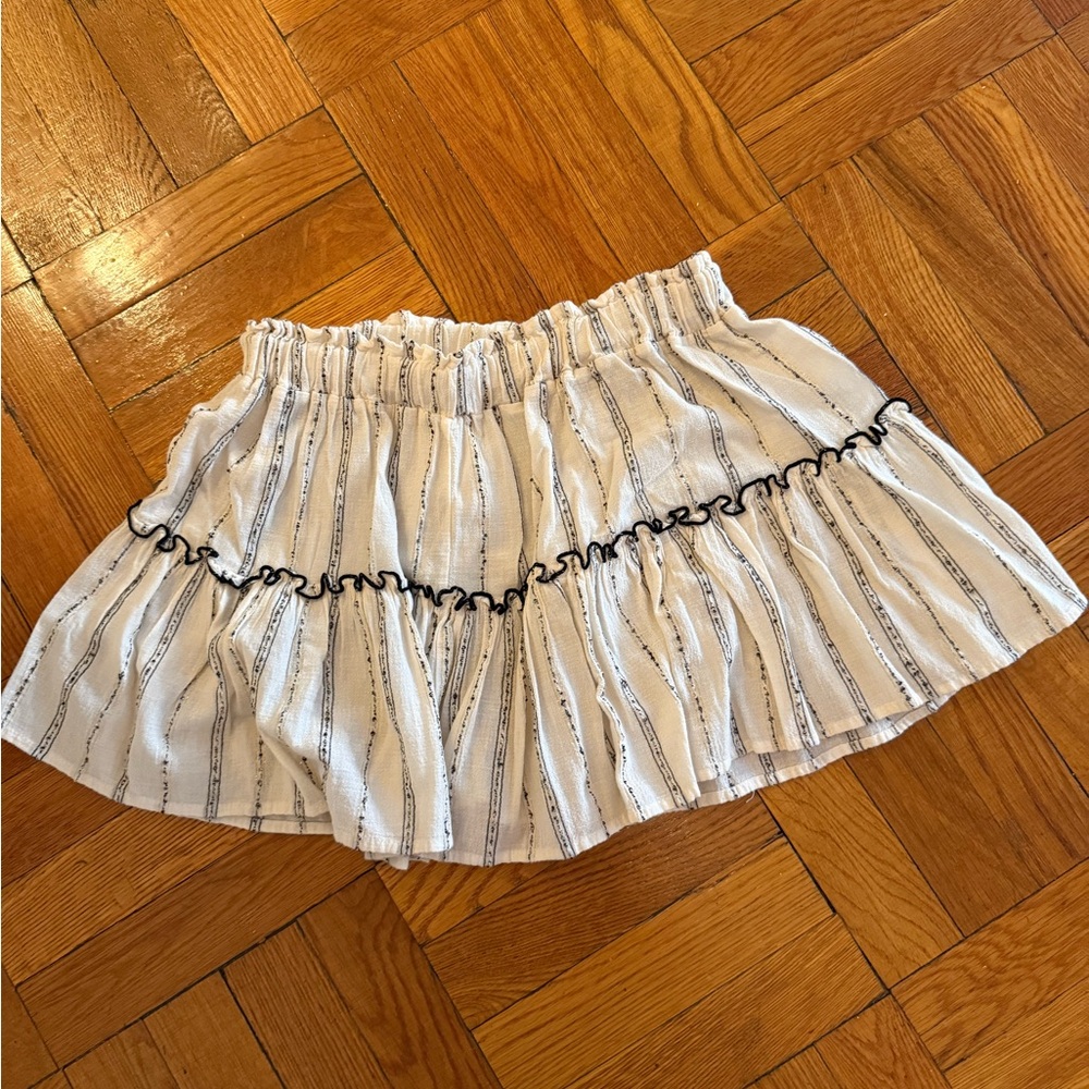 Eberjey Cream Bubble Mini Skirt with Smocked Ruffles
